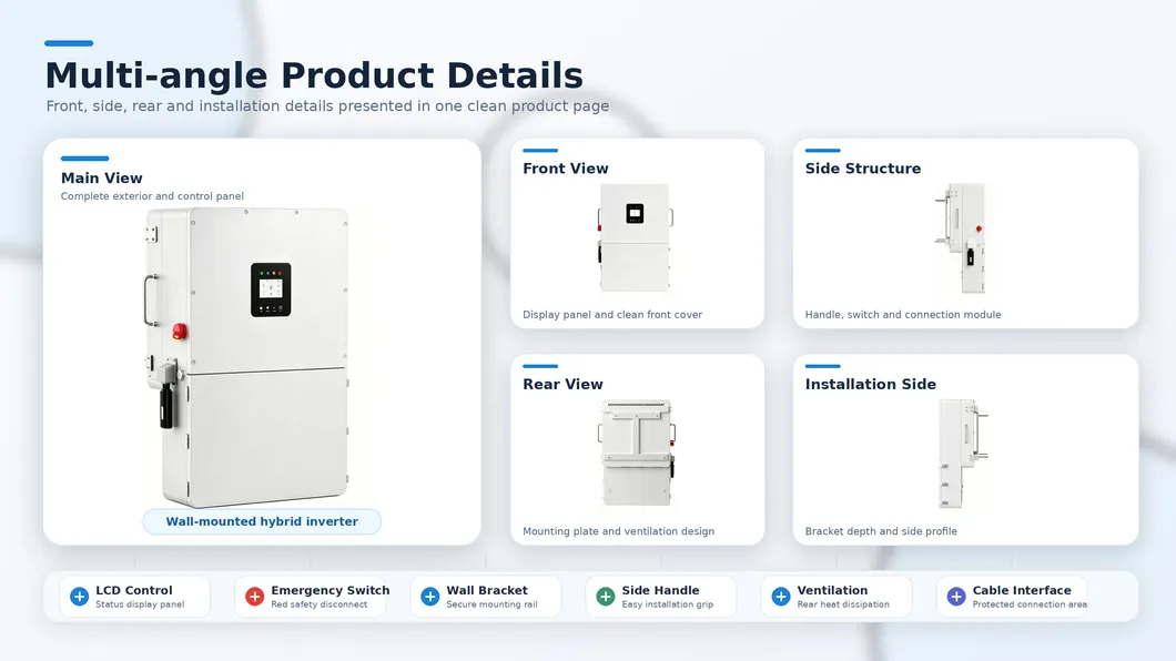 Inversor solar híbrido inteligente con almacenamiento de batería para respaldo en el hogar