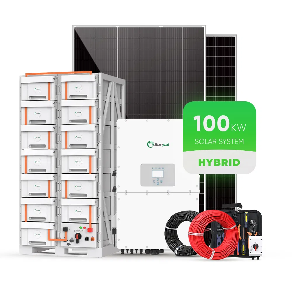 Sistema de Energía Solar Híbrido Sunpal 130kW 120kW 100kW 80kW Sistema de Inversor Solar Completamente