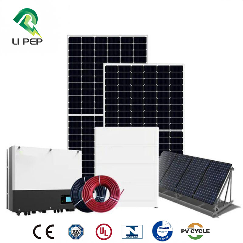 Sistema de Energía Solar de Batería de Litio Personalizado 3kw/5kw/6kw/8kw/10kw Panel Solar de Alta Eficiencia Inversor Híbrido/Off-Grid Sistema de Energía Solar