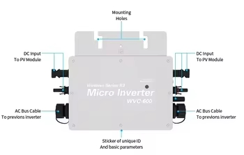 Inversor Micro WiFi 600W MPPT PV en Sistema de Panel Solar Conexión a Red con Batería