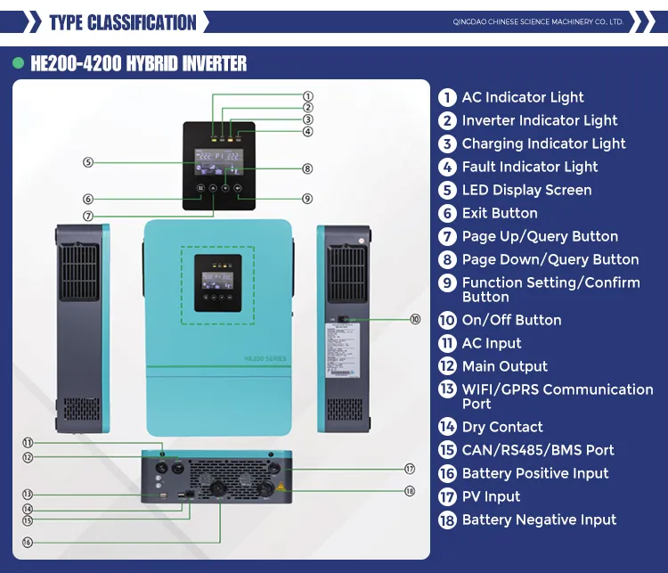 5.5kw 48V Inversor Solar Híbrido de Alta Frecuencia MPPT Inversor de Energía Solar Fuera de la Red