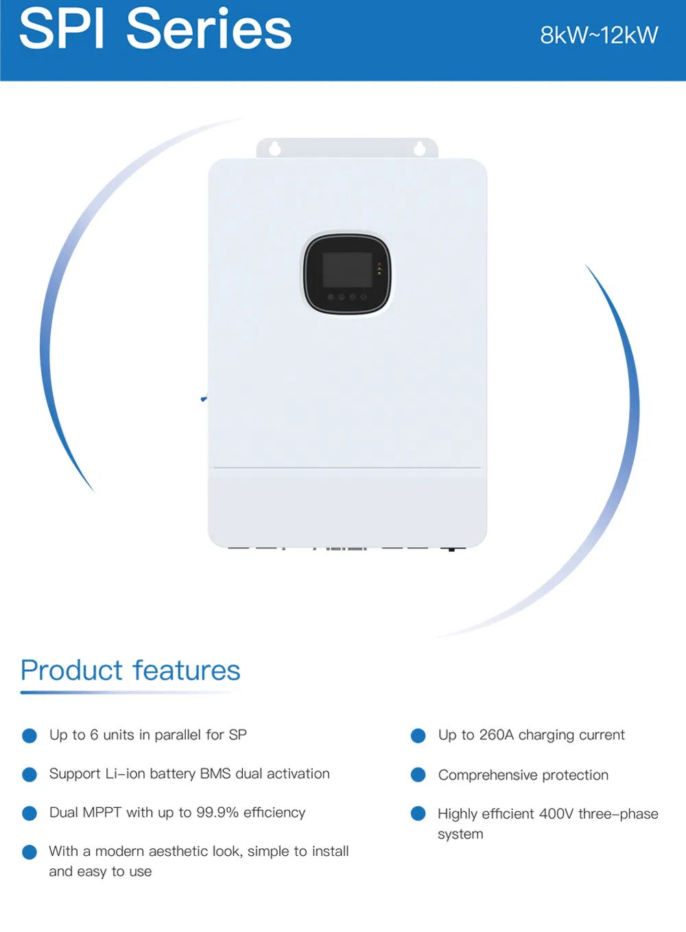 Inversor híbrido solar MPPT 6kw fase dividida 48V