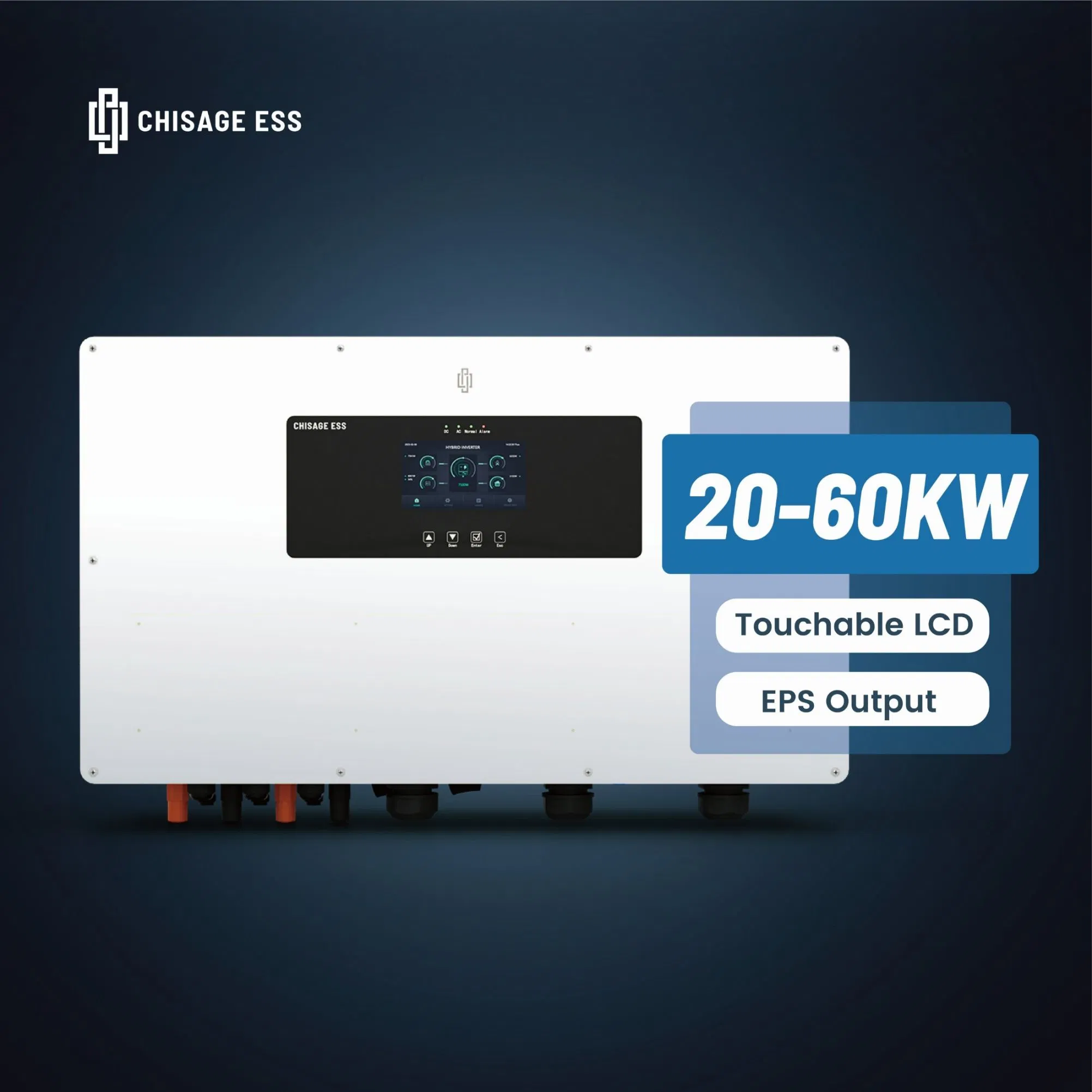 20kw 30kw 40kw 50kw 60kw Inversor Híbrido de Energía Solar Fotovoltaica de Alta Tensión Comercial e Industrial de Onda Sinusoidal Pura de DC a AC con IP65 Protección
