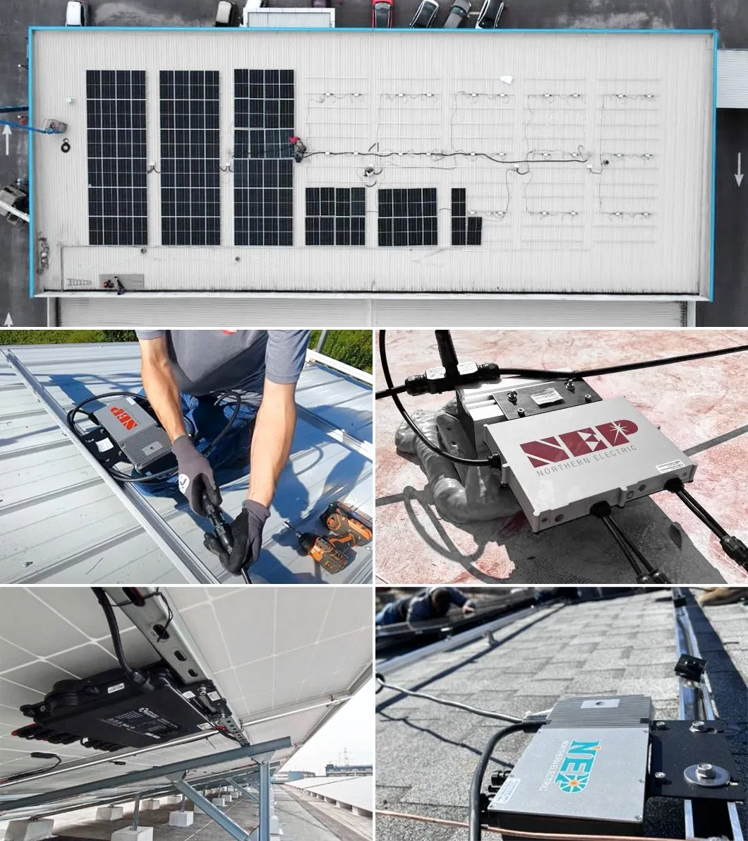 Sistema de Energía Solar con Microinversor Nep 800W 1000W 1200W Microinversor para Uso en Balcón