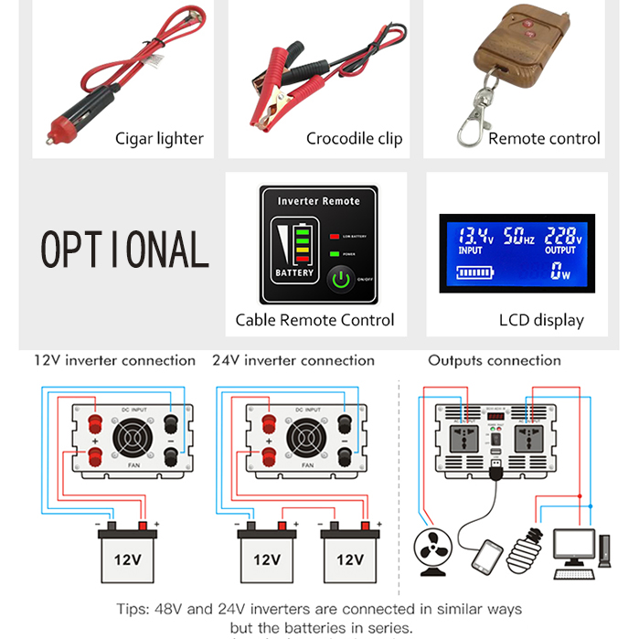 Proveedor de China Venta Caliente 2000W/2kw 2000 Vatio 12V/24V/48V DC a AC 110V/120V 220V/230V Inversor de Potencia Solar de Onda Sinusoidal Pura
