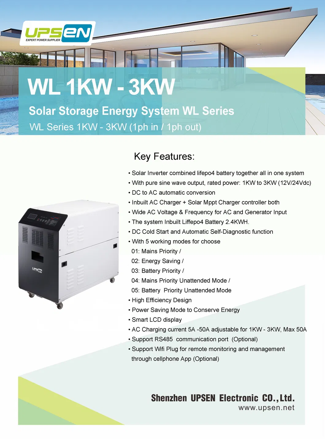 Inversor Solar Todo en Uno 3kw con Controlador MPPT Integrado y LiFePO4 Batería 2.4kwh para Uso Doméstico Sistema de Almacenamiento de Energía en el Hogar