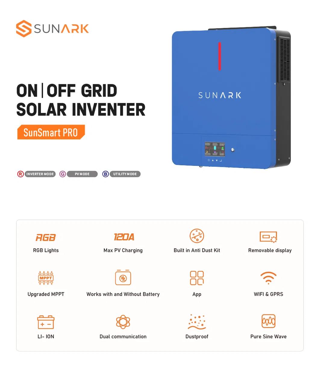 Inversor Solar Inteligente de Baja Frecuencia 3600W 5000W 6.2kw Inversor Híbrido Solar Fuera de la Red