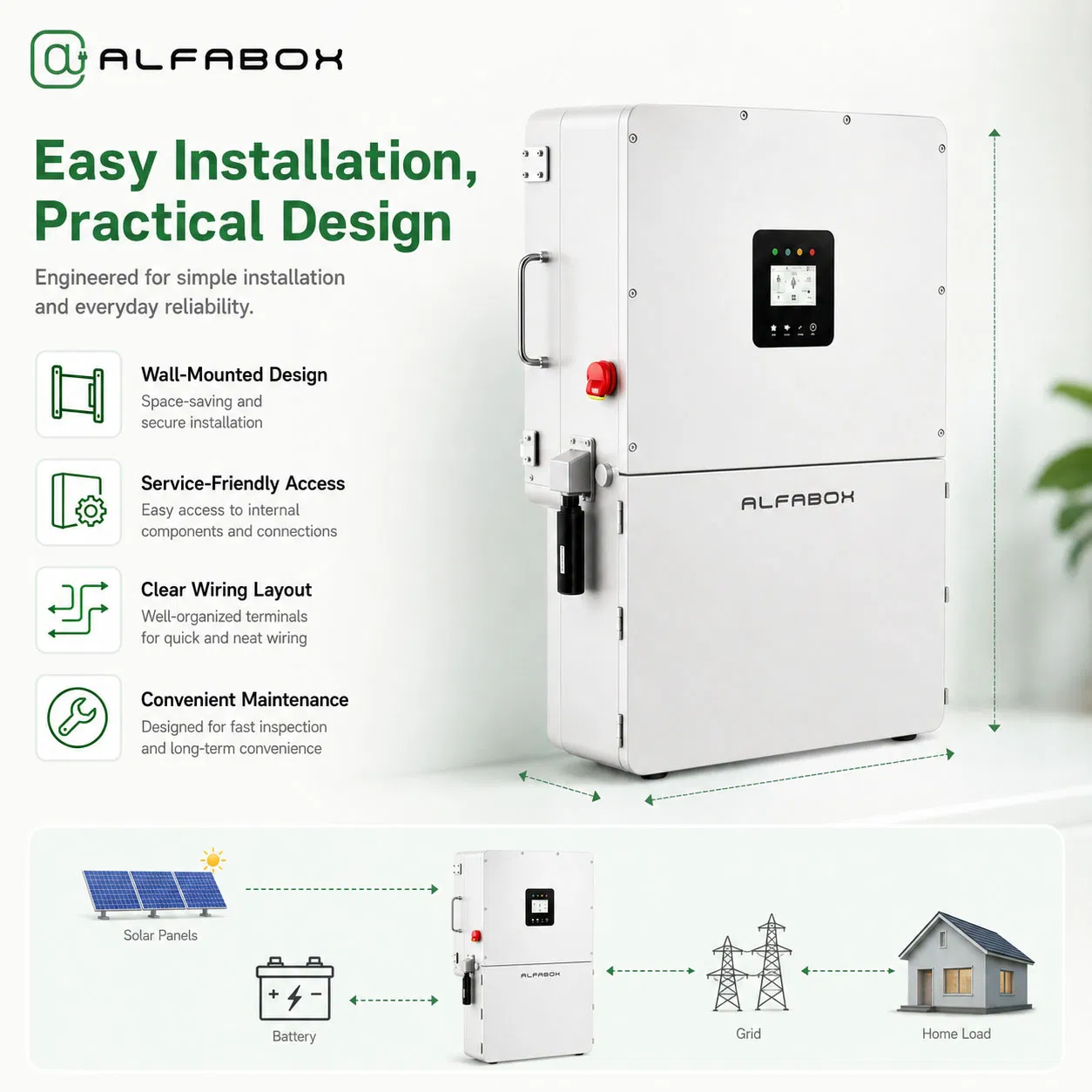 Inversor solar híbrido inteligente con almacenamiento de batería para respaldo en el hogar