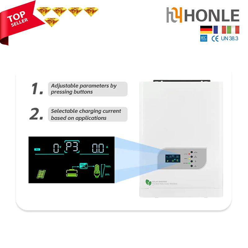 Honle Venta Caliente UPS Inversor Solar de Fase Única Sistema de Generador Solar Soportando Alta Eficiencia MPPT 10kw Inversor Onda Senoidal Pura