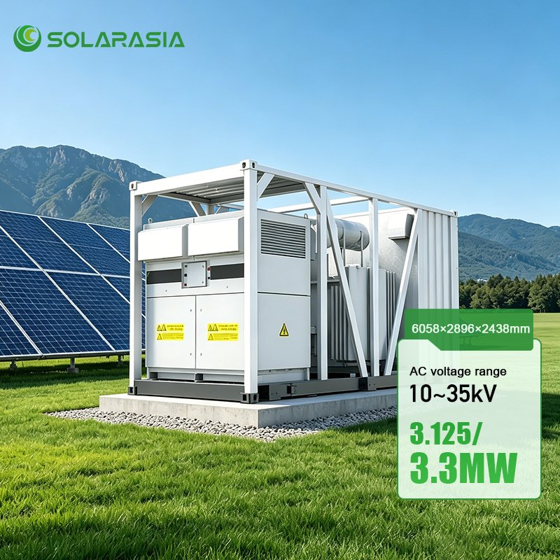 3.3mva Sistema de Inversor Central de Alta Potencia PV 1500V Inversor Solar 10kv 35kv Transformador Elevador para Gran Granja Solar