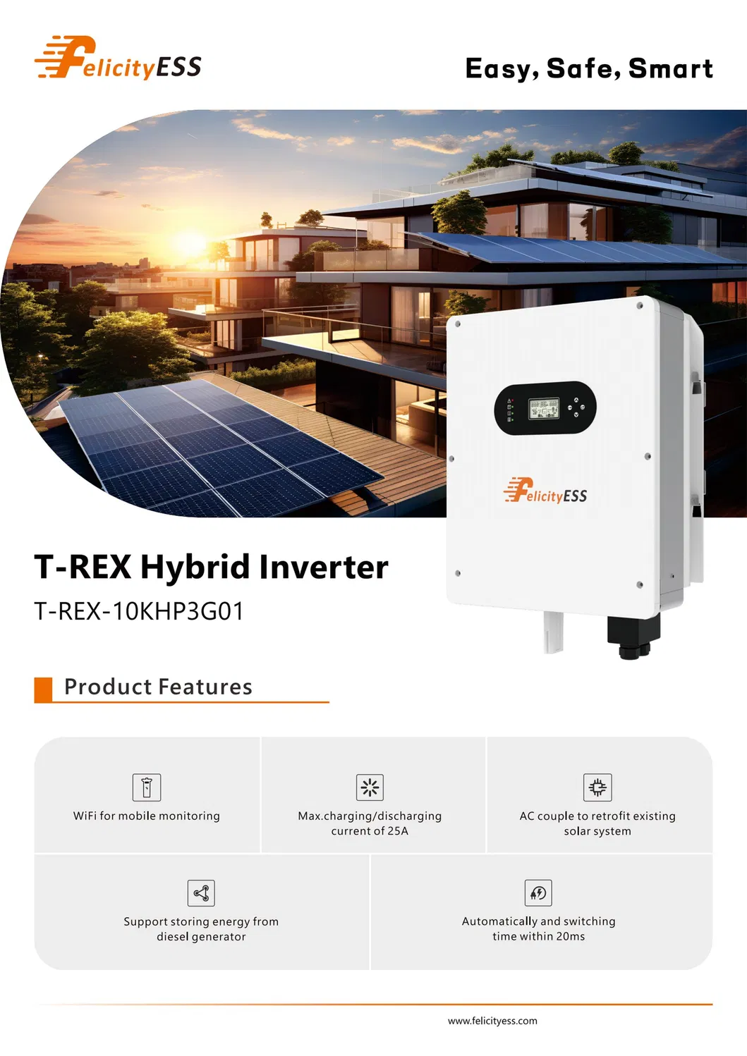 Sistema de Energía Solar Off-Grid con Inversor Solar Híbrido 10kw Inversor de Fase Dividida
