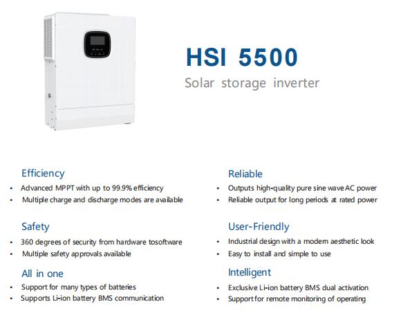 3 Kw 5kw inversor de almacenamiento solar de alta frecuencia en red/fuera de red con tecnología de controlador MPPT IP20 protección híbrida