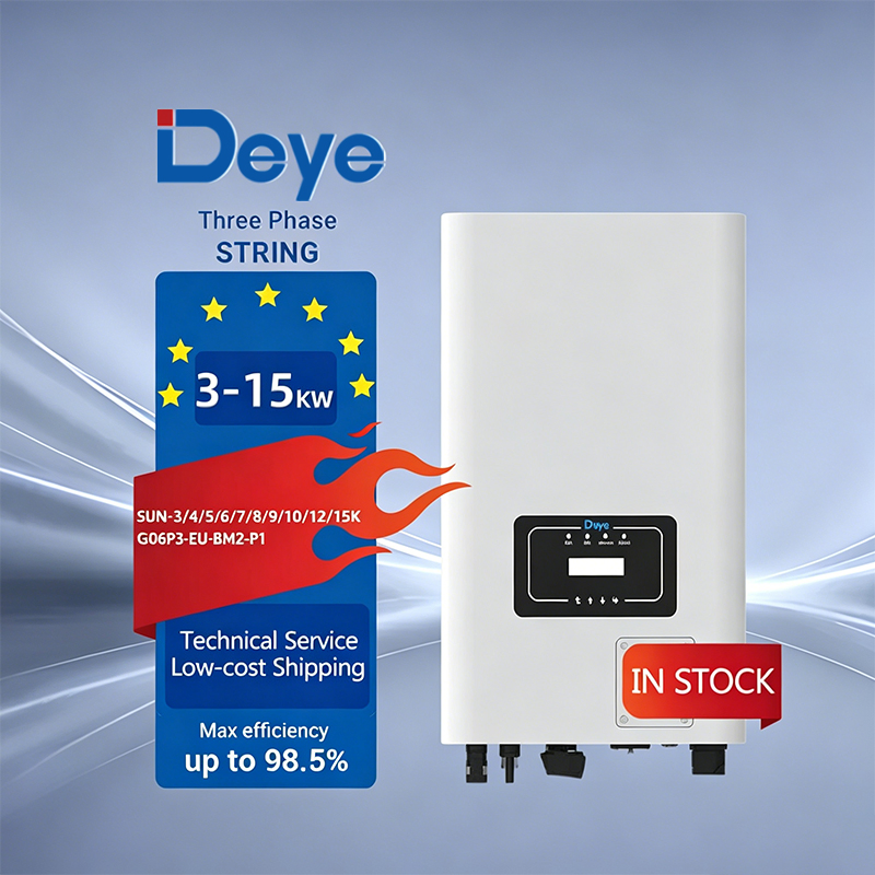 Inversor Solar Trifásico Comercial Deye 3kw 5kw 8kw 10kw 12kw 15kw Inversor de CA de CC conectado a la red de alta eficiencia