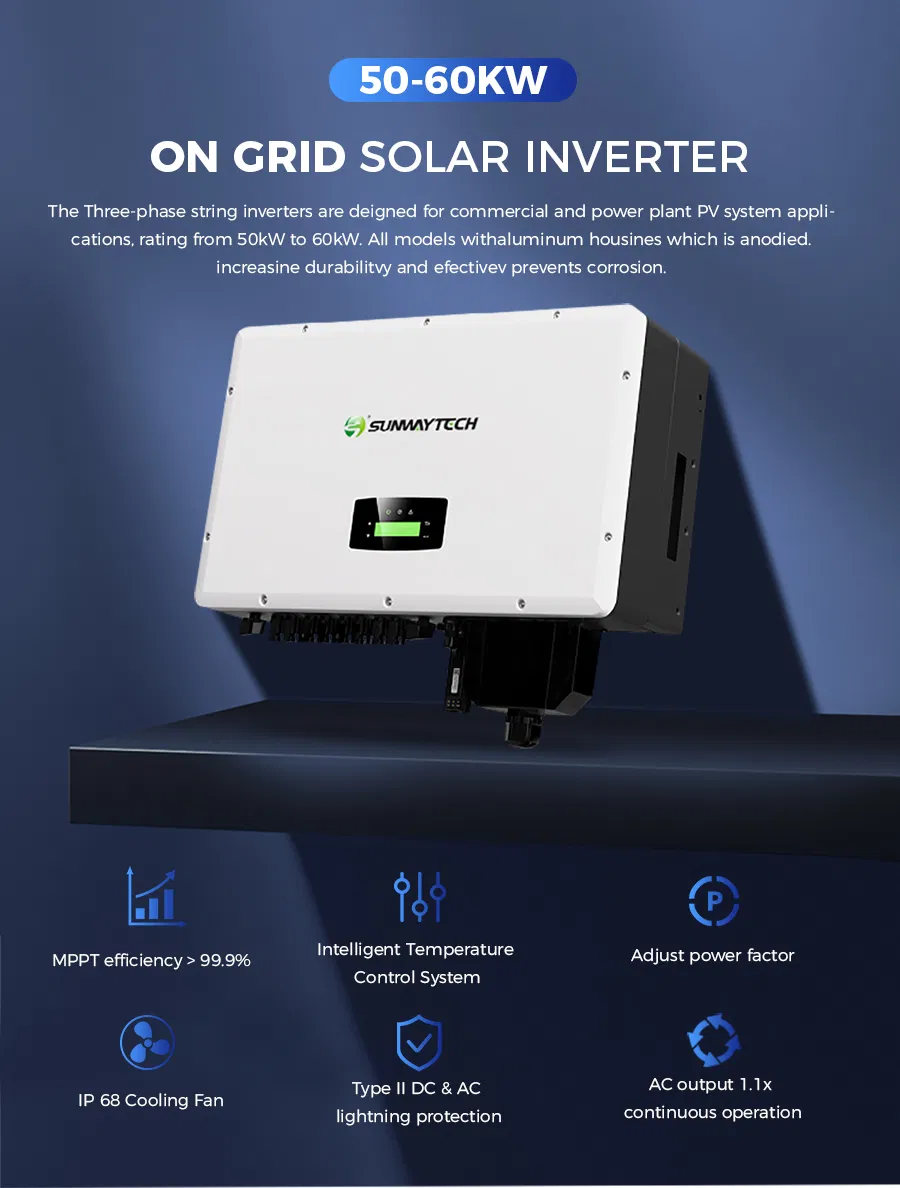 Inversor Solar de Cadena Trifásico 50kw para Sistema Solar Conectado a la Red