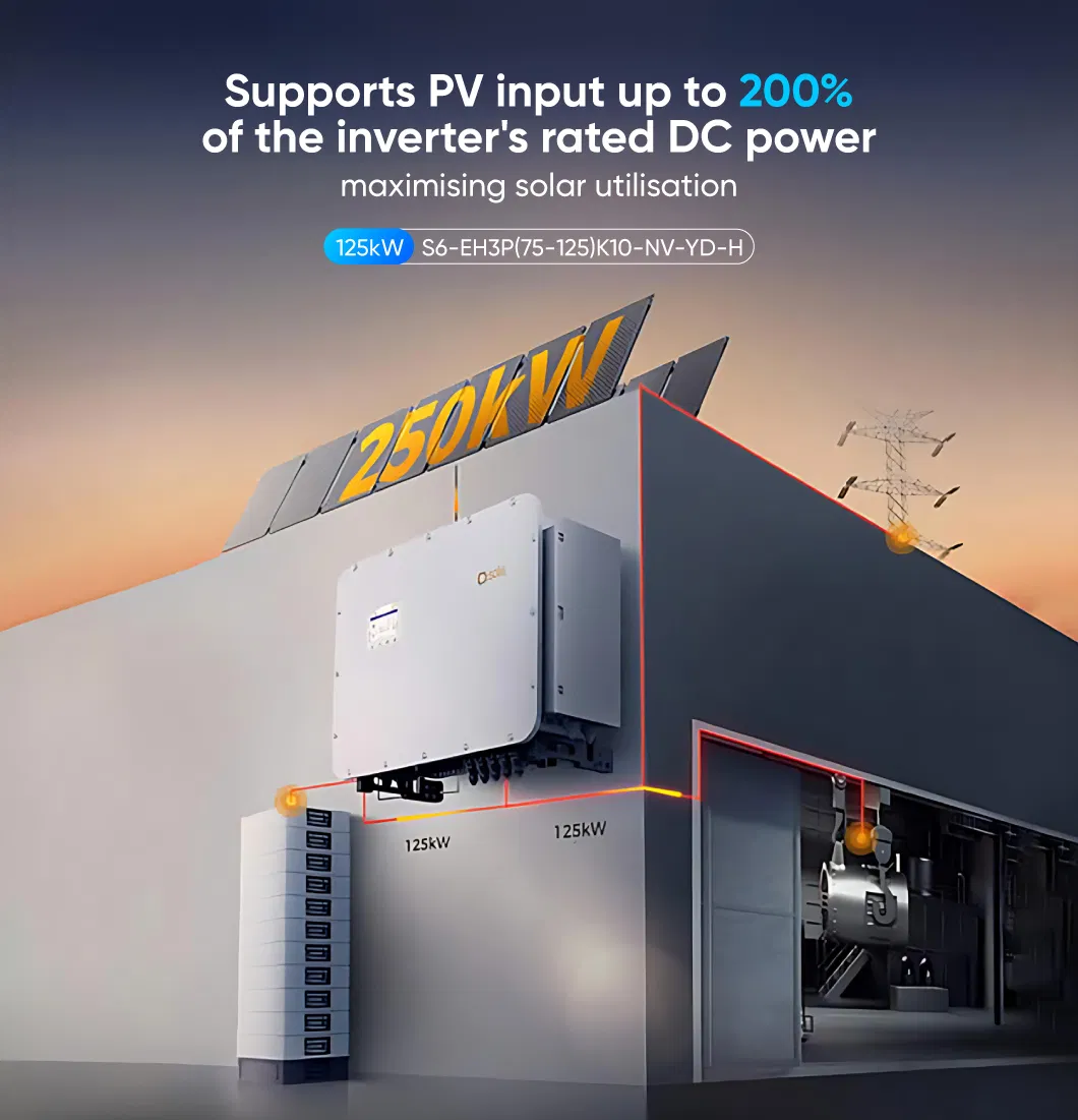 Inversores Híbridos Solares Solis S6-Eh3p (80-125) K10-Nv-Yd-H Inversor de Cadena de Fase Versión UE 80kw 100kw 125kw 3