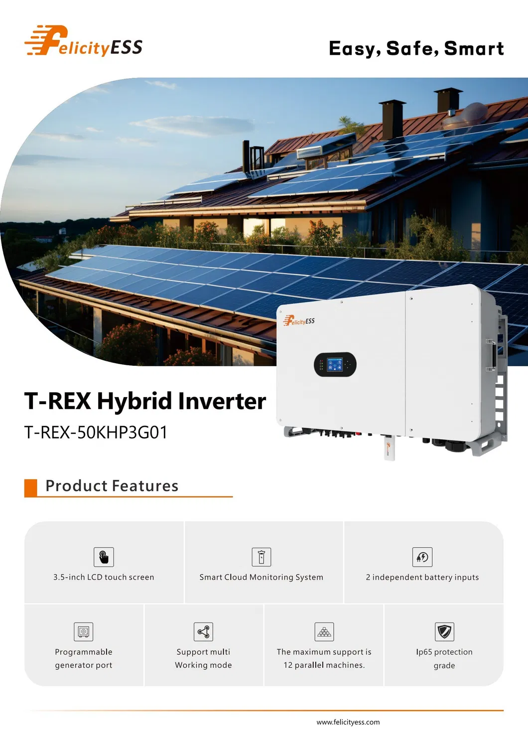 Inversor Híbrido Inteligente 50000W 50kw Inversor Híbrido Solar MPPT con WiFi