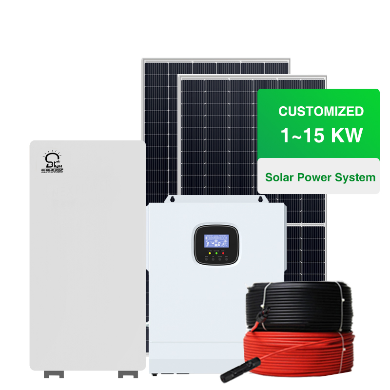 10 Estación de paneles solares fotovoltaicos fuera de la red de Kw Sistema completo de energía híbrida con almacenamiento de energía Sistema solar completo con inversor y respaldo de batería de litio