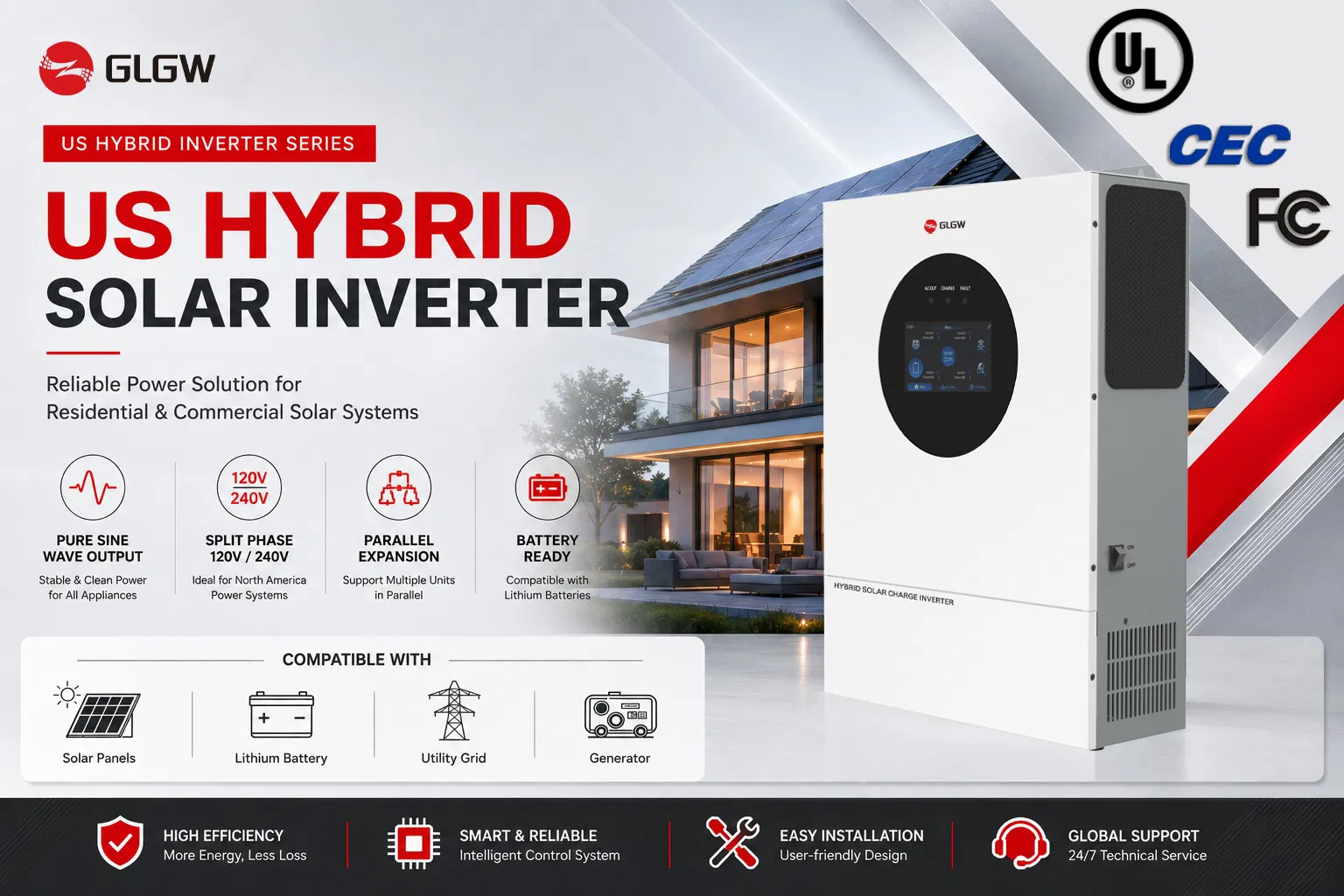 High Efficiency 6.2kw Residential Energy Storage Inverter MPPT Hybrid Inverter Premium Quality off Grid Home Solar Inverter
