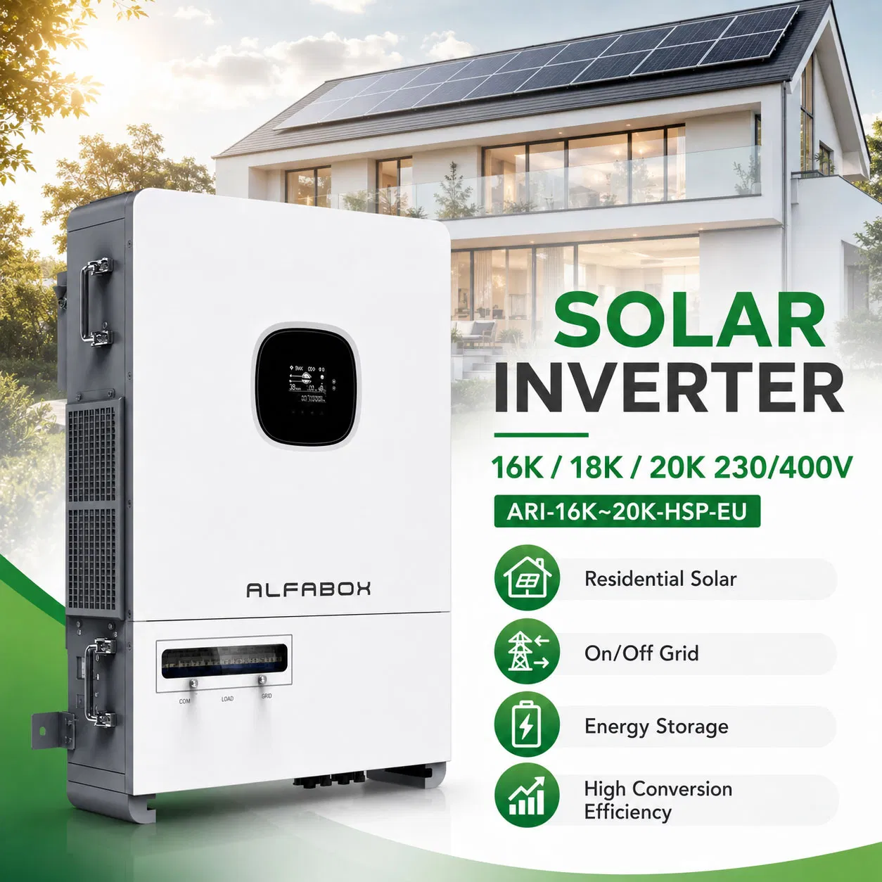 20kw Inversor Solar con 2 MPPT y 18A Entrada por Cadena