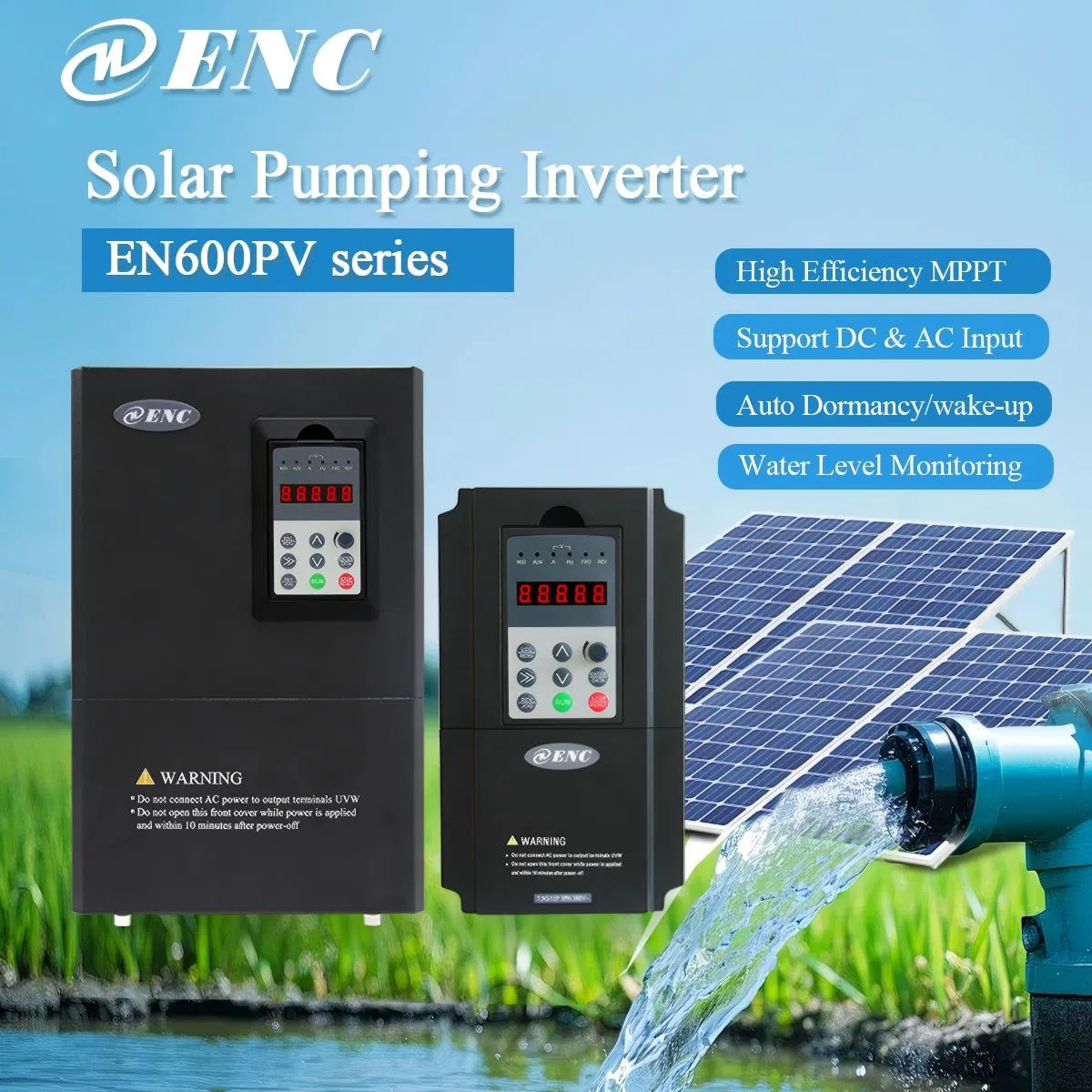 En600PV Inversor de Bomba Solar 0.4~250kw con Autoarranque y Eficiencia MPPT 99% VFD Solar