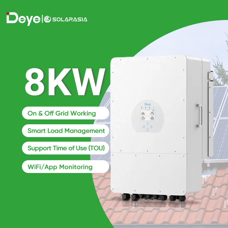 Inversor Solar Híbrido Deye 5kw 8kw 10kw 12kw Tres Inversores Híbridos de Almacenamiento Solar Monofásicos con Controlador de Carga MPPT para Uso Doméstico Comercial