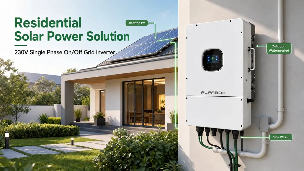 Inversor solar off grid de 8kw y 10kw para sistemas de energía residencial - Vista frontal