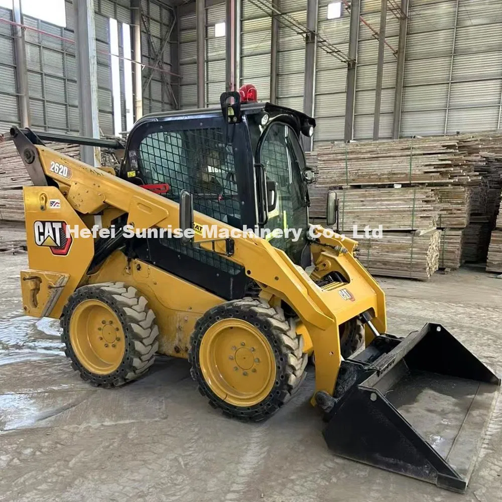 Excavadora Hidráulica de Ruedas Mini Caterpillar Usada 262D 226b 246c Cargadora de Orugas de Segunda Mano con Barrendero