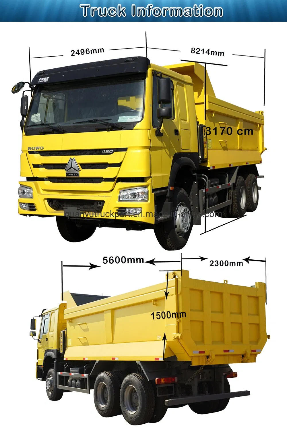 Sinotruk HOWO Transporte de Arena Piedra Pesada 371HP 375HP 6X4 Camión Volquete Articulado de Cantera Usado HOWO Camión Volquete Usado