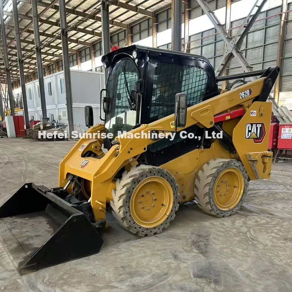 Excavadora Hidráulica de Ruedas Mini Caterpillar Usada 262D 226b 246c Cargadora de Orugas de Segunda Mano con Barrendero