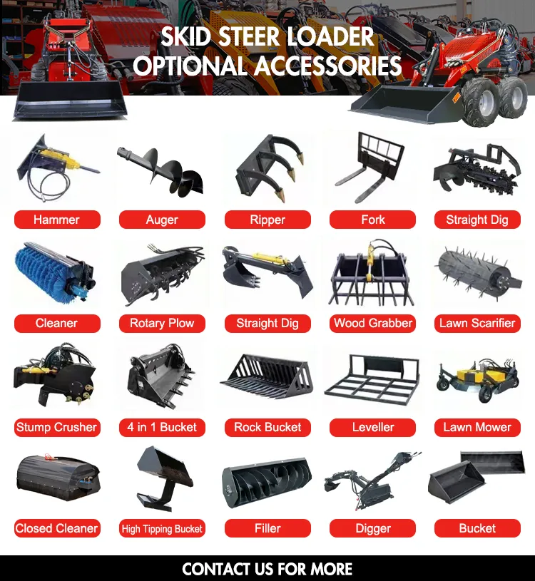 Accesorios de minicargadora en funcionamiento