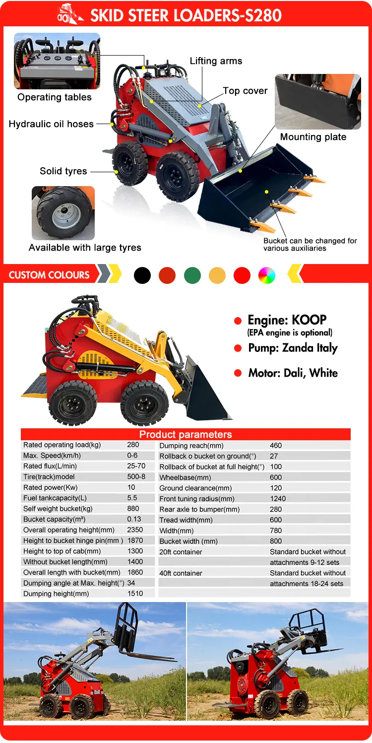 Cargador frontal pequeño especificaciones