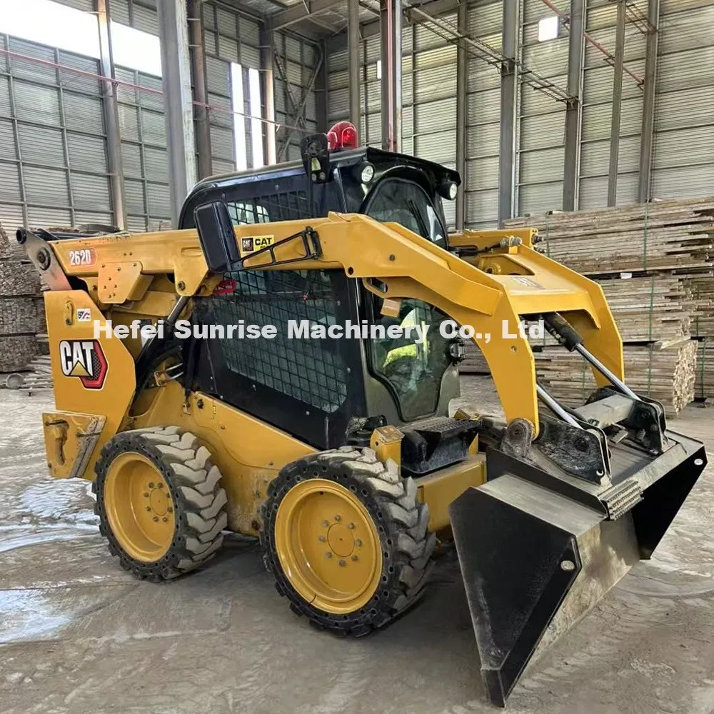 Excavadora Hidráulica de Ruedas Mini Caterpillar Usada 262D 226b 246c Cargadora de Orugas de Segunda Mano con Barrendero