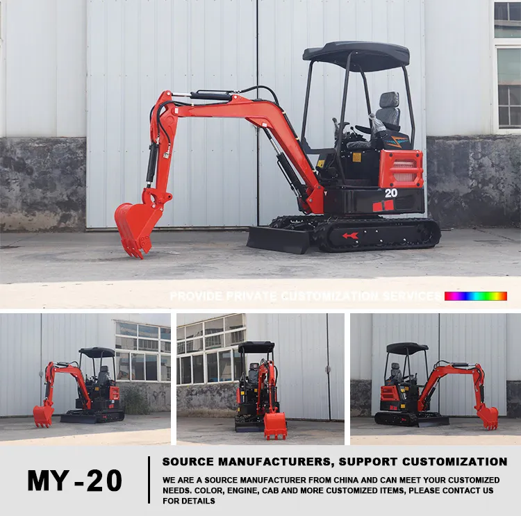 1 Ton 2 Mini Excavadoras de Tonelada 2.5 Ton EPA Granja Usado Nuevo Crawler Digger Motor Kubota Pequeña Excavadora