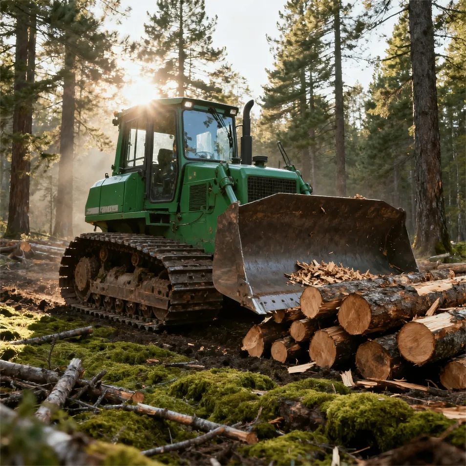 Bulldozer de tipo pista de pantano usado para construcción en terreno blando