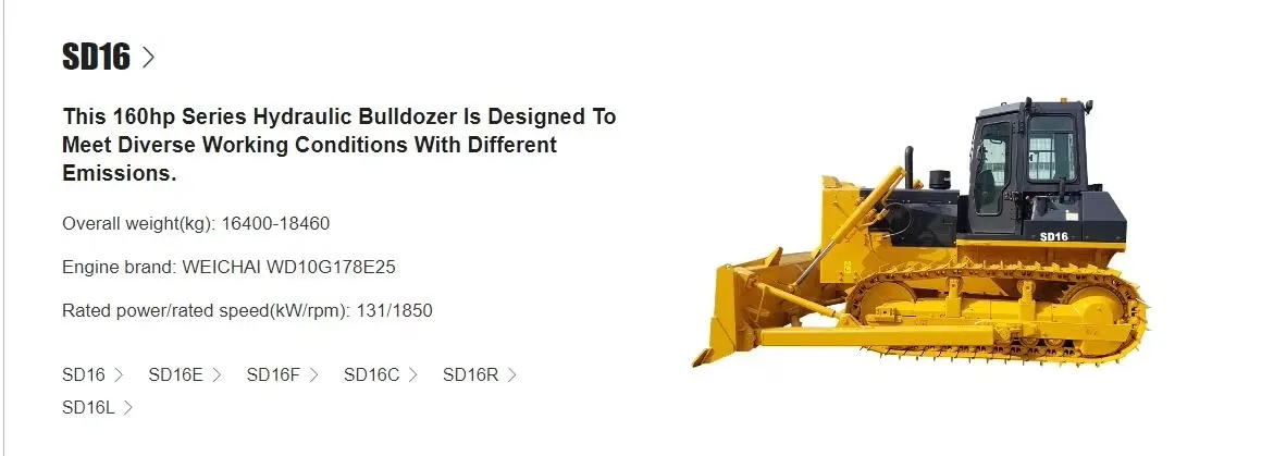 Nueva Shantui SD16 Crawler Dozer Capacidad de Cuchilla para Movimiento de Tierra en Pantano y Humedal