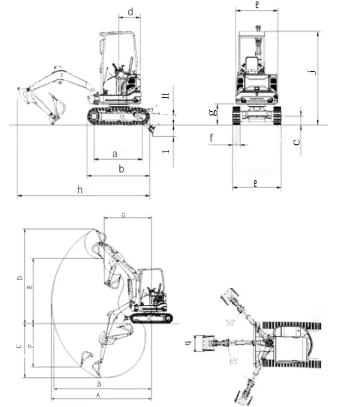Dimensiones Excavadora