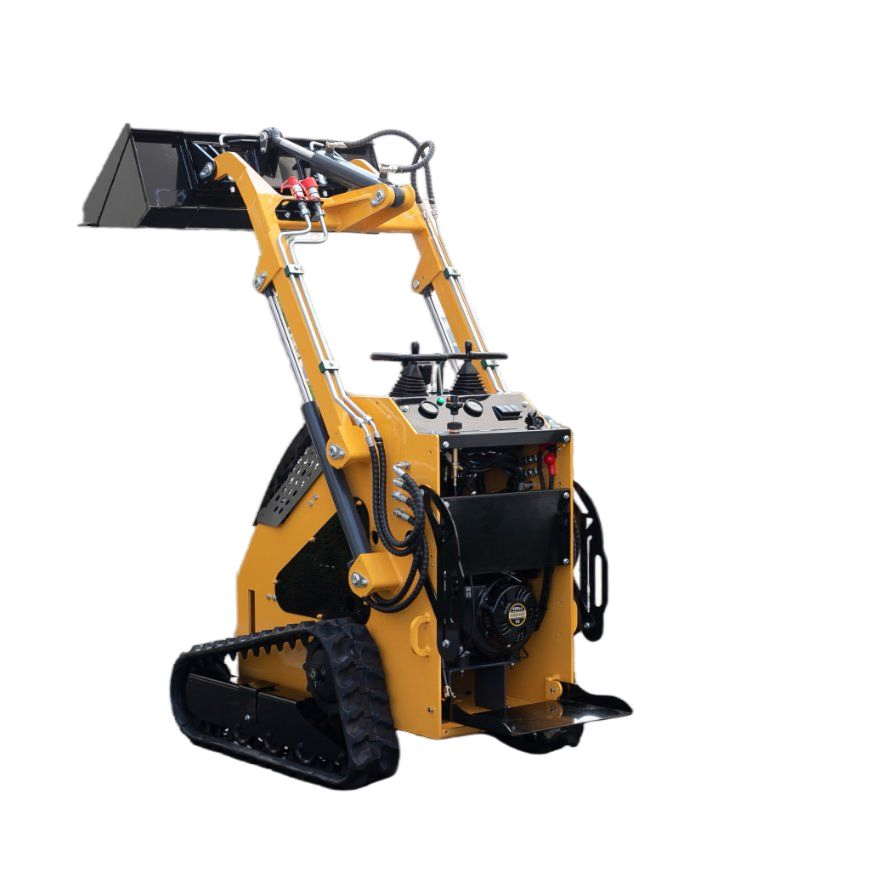 Excavadora de orugas hidráulica compacta de calidad fabricada en China, cargadora pequeña de ruedas, cargadora de mini skid steer a gasolina