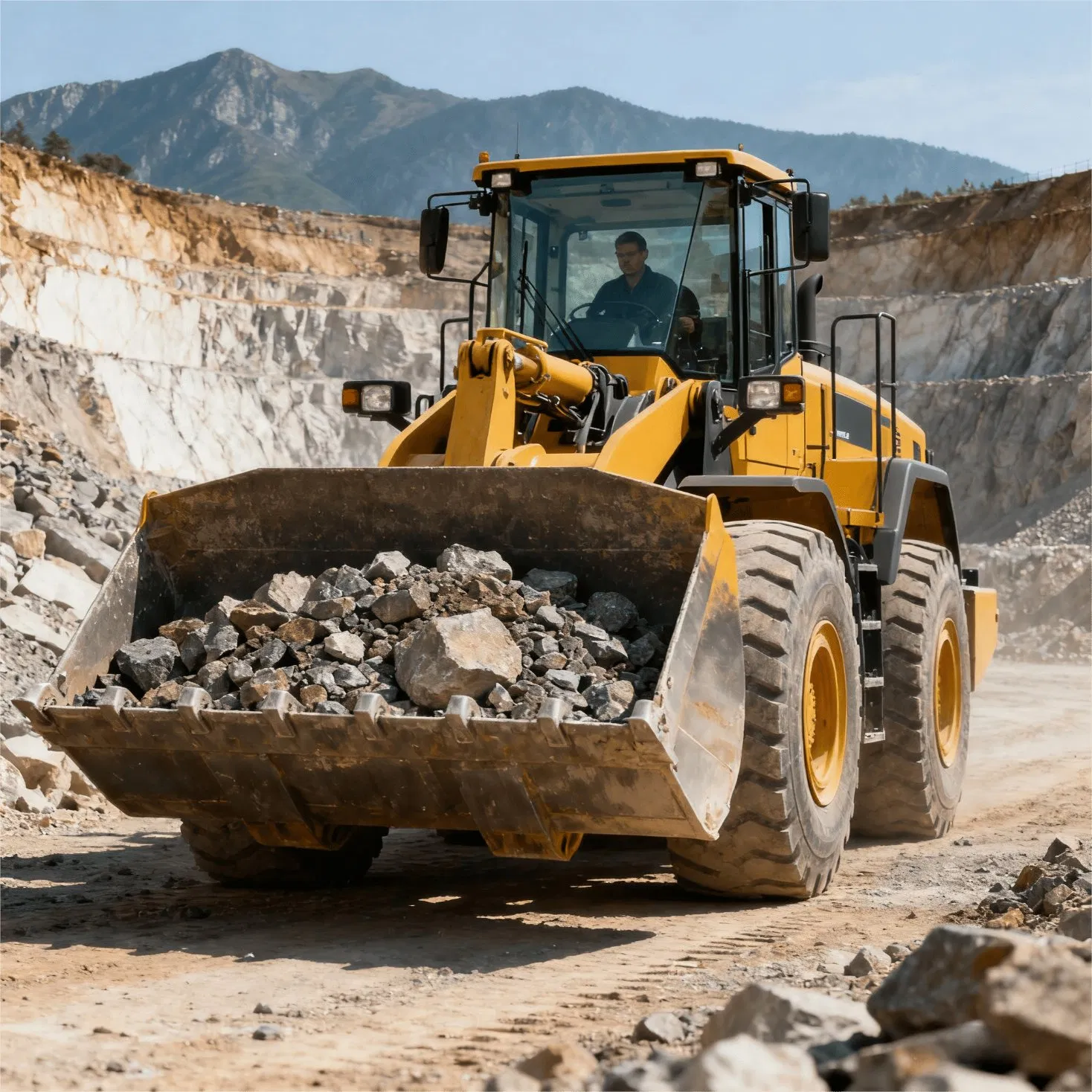Cargadora de ruedas usada para proyectos de construcción