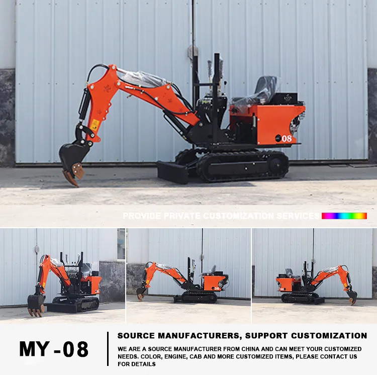1 Ton 2 Mini Excavadoras de Tonelada 2.5 Ton EPA Granja Usado Nuevo Crawler Digger Motor Kubota Pequeña Excavadora