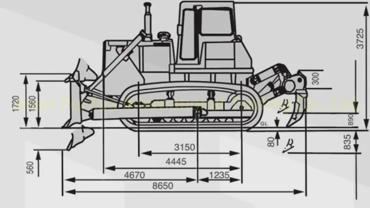 Bulldozer plano técnico lateral