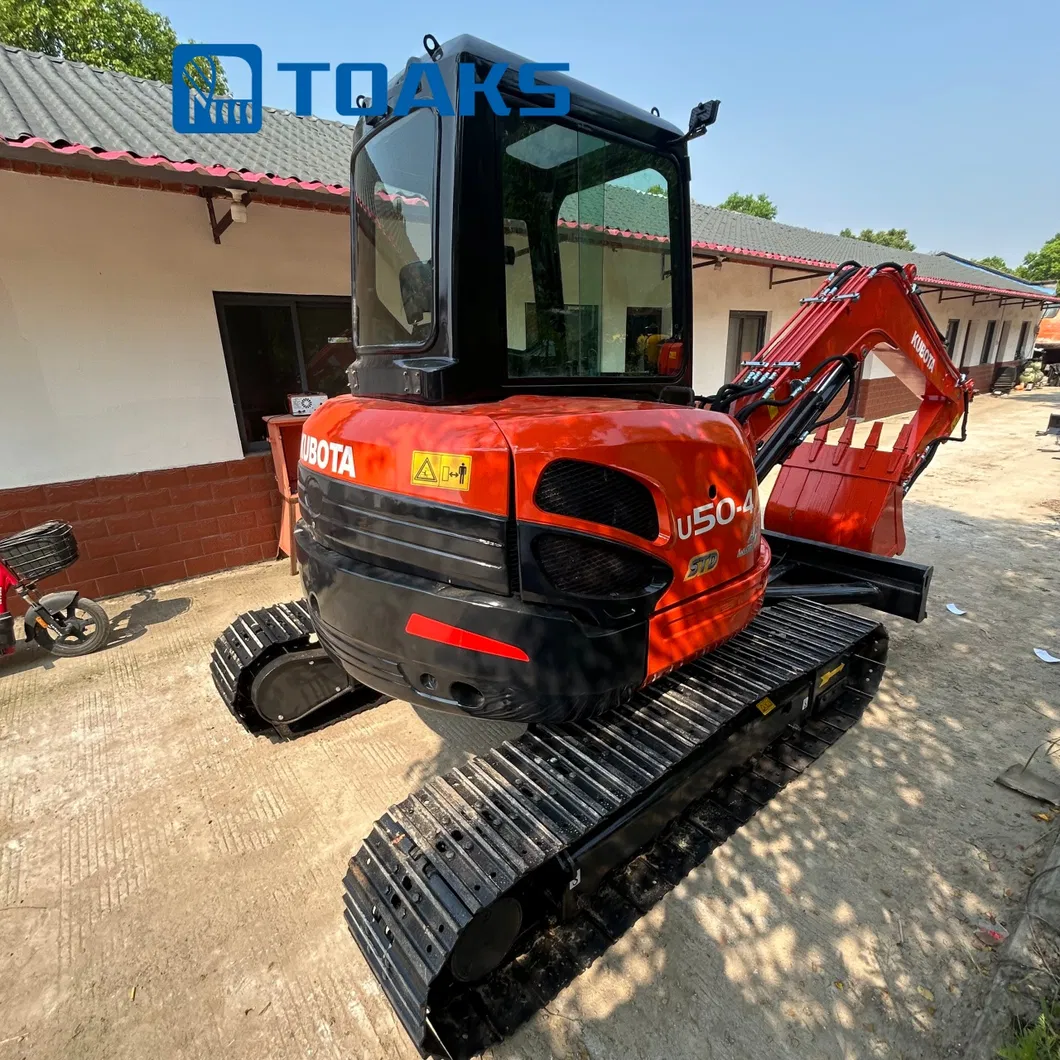 Excavadora hidráulica mini Kubota U50 original de Japón 5ton diésel de cola corta, excavadora de segunda mano con certificado CE, excavadora con enganche rápido, brazo oscilante y martillo