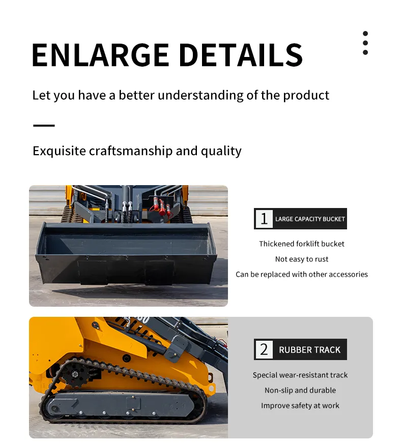 Euro5 CE EPA Fabricante de China Construcción Multifuncional Micro Rueda Pista Crawler Precio Usado Hidráulico Pequeño Mini Cargador de Orugas con Piezas de Accesorio
