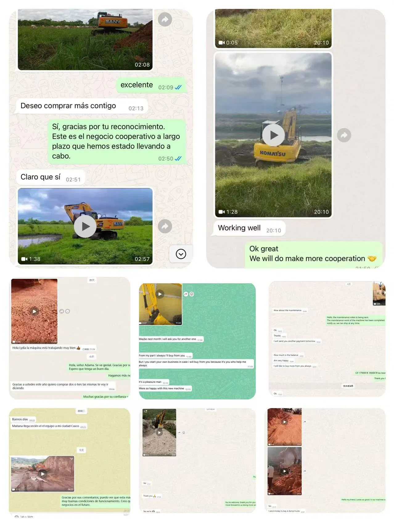 Comentarios de clientes satisfechos con la maquinaria