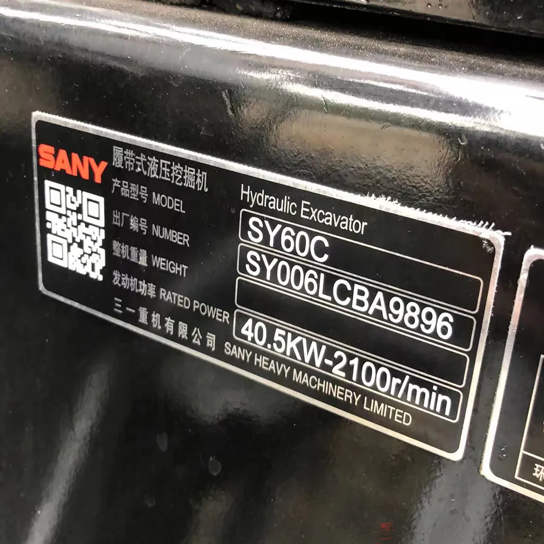 6 Ton Pequeño Usado Sany 60 Excavadora Uso Doméstico EPA Euro 5 Excavadora de Granja Usada Mini Excavadora en Venta