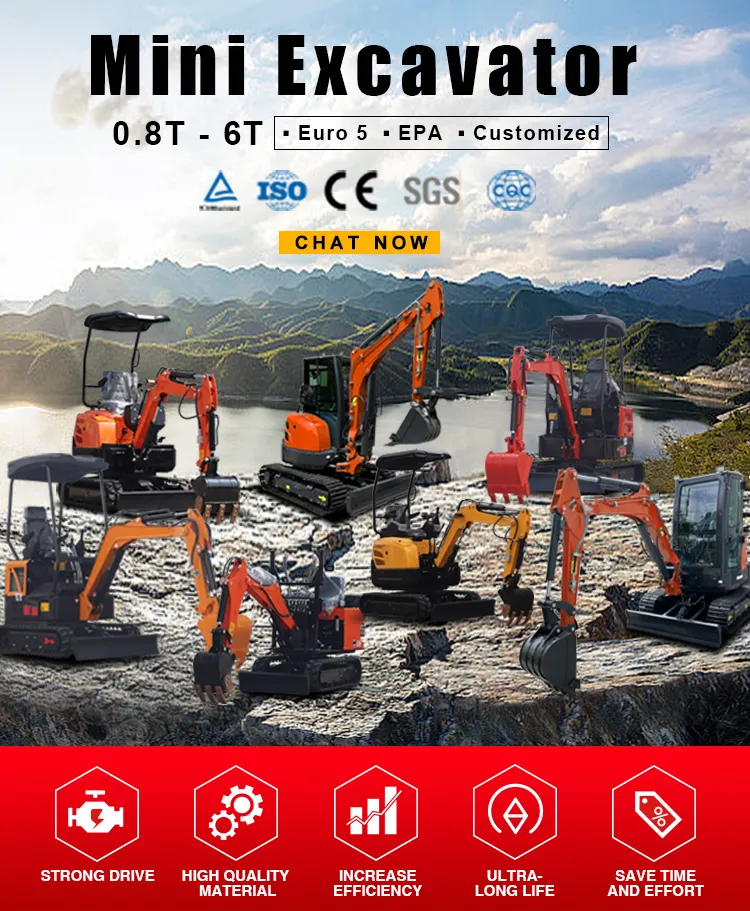 1 Ton 2 Mini Excavadoras de Tonelada 2.5 Ton EPA Granja Usado Nuevo Crawler Digger Motor Kubota Pequeña Excavadora