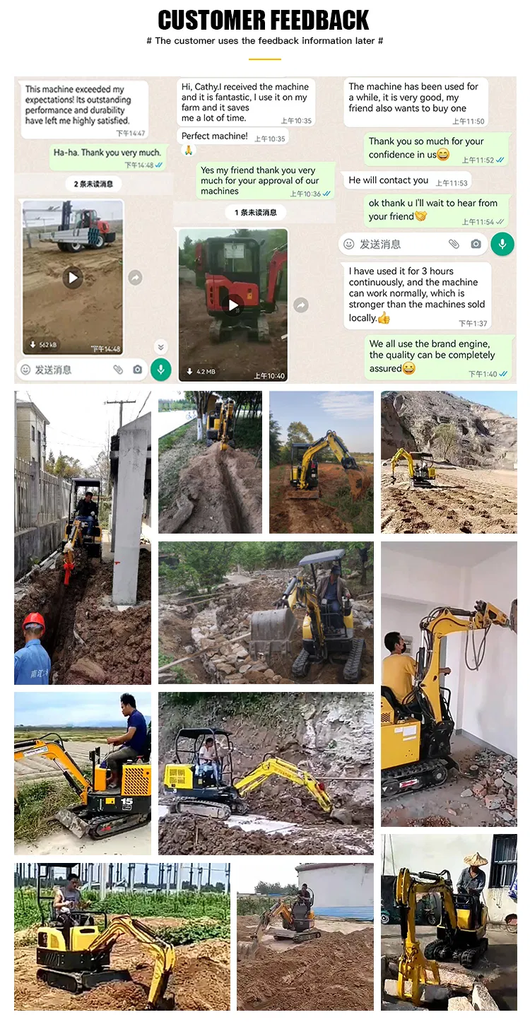 1 Ton 2 Mini Excavadoras de Tonelada 2.5 Ton EPA Granja Usado Nuevo Crawler Digger Motor Kubota Pequeña Excavadora