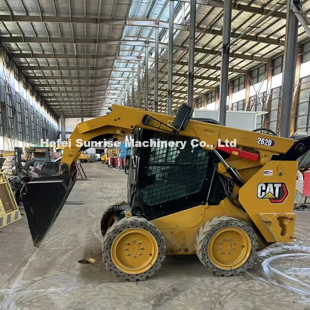 Excavadora Hidráulica de Ruedas Mini Caterpillar Usada 262D 226b 246c Cargadora de Orugas de Segunda Mano con Barrendero