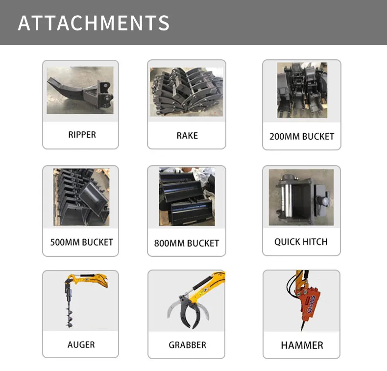 Accesorios Opcionales para Mini Excavadora