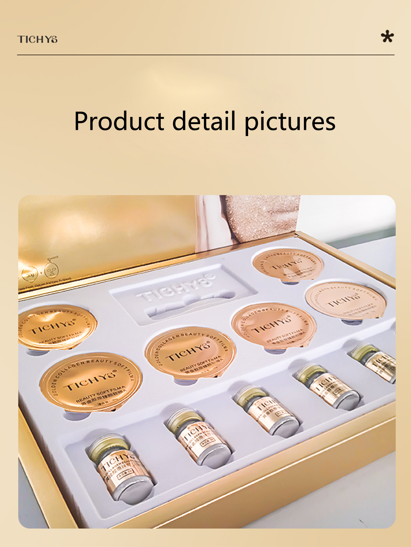 A Box of 6 24K Gold Collagen Gel Masks. Anti-wrinkle and Firming, Deeply Moisturizing and Pore-minimizing Jelly Gel Face Masks