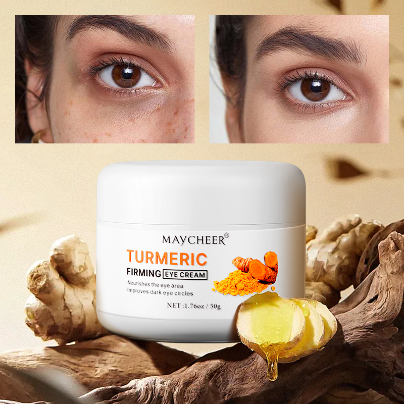 Maycheer Organic Herbal Peptides Tightening Lifting Firming Dark Circles Anti Wrinkle Eye Bags Removal Turmeric Eye Care Cream